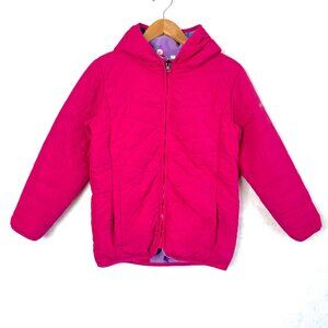 BOULDER GEAR Otto Reversible Fleece Insulator Hooded Snow Jacket Girl 7 Pink Owl